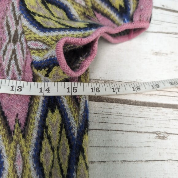 Moth Wool Asymmetrical Short Sleeve Cardigan Women Medium Geometric Print - Picture 4 of 6